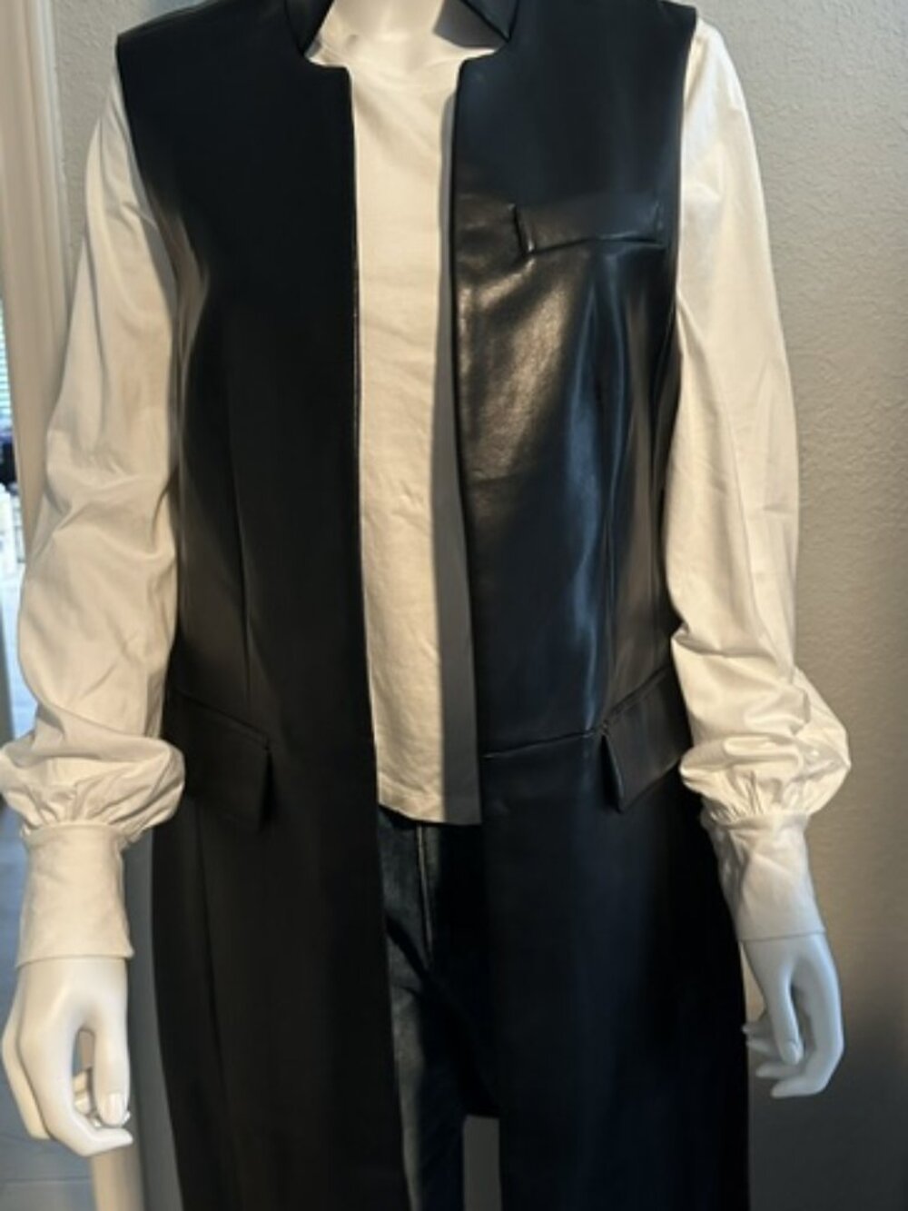Bagatelle Faux Leather Longline Vest